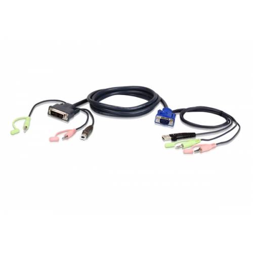 Przewód 1,8 m USB VGA do DVI-A KVM z obsługą dźwięku 2L-7DX2U